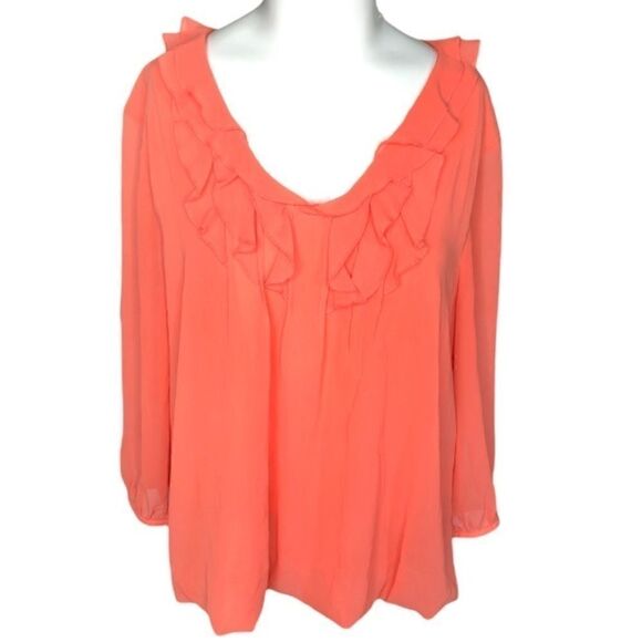 Covington size large petite ruffled bubble hem top - Picture 1 of 8